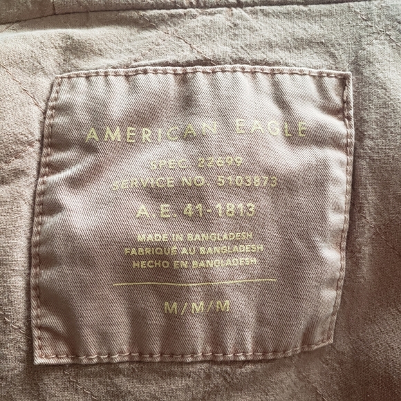 American Eagle military style parka faux fur hood mauve dusty rose medium crop - Picture 12 of 14